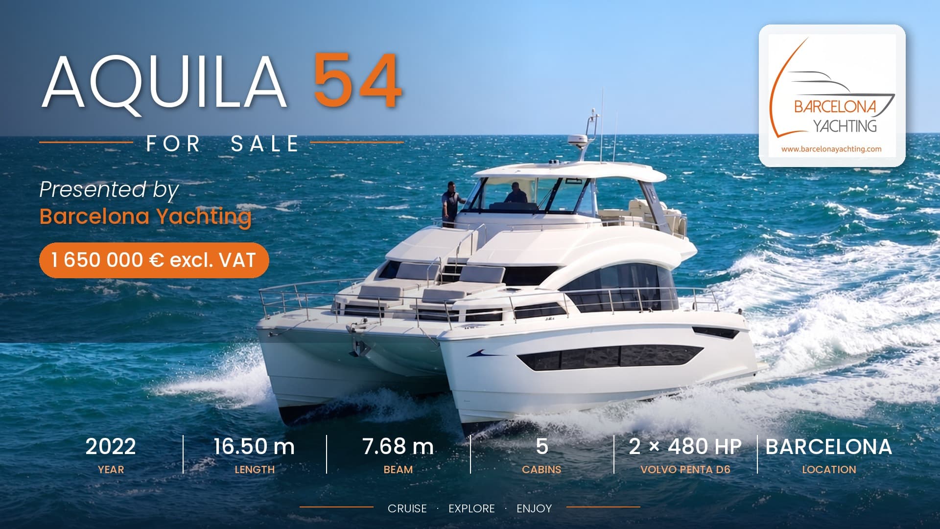 2022 Aquila 54 Yacht zum Verkauf in Barcelona, ES Power Catamarans
