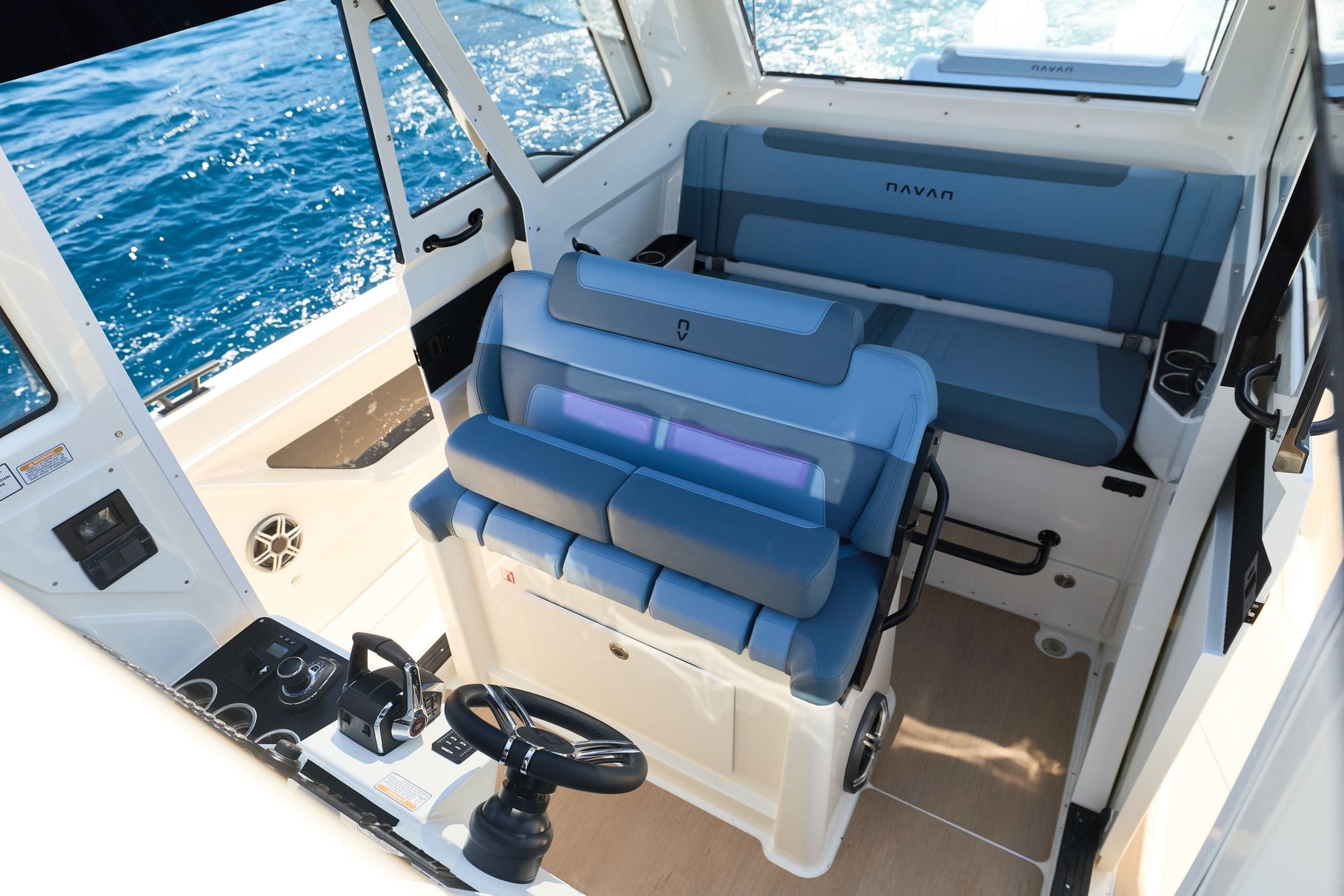 Seating inside the pilothouse