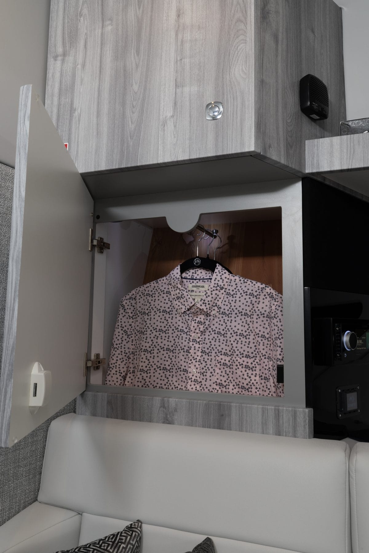 Hanging locker with a shirt