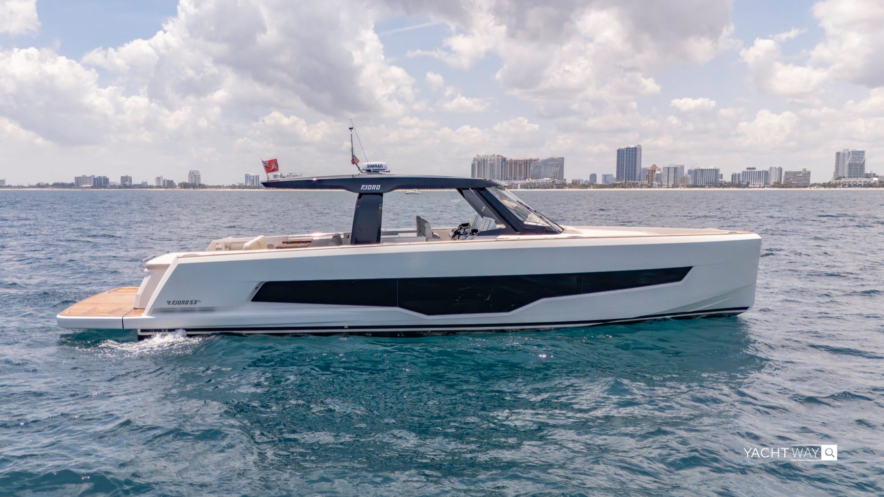 Fjord 53 XL running off the Florida coast
