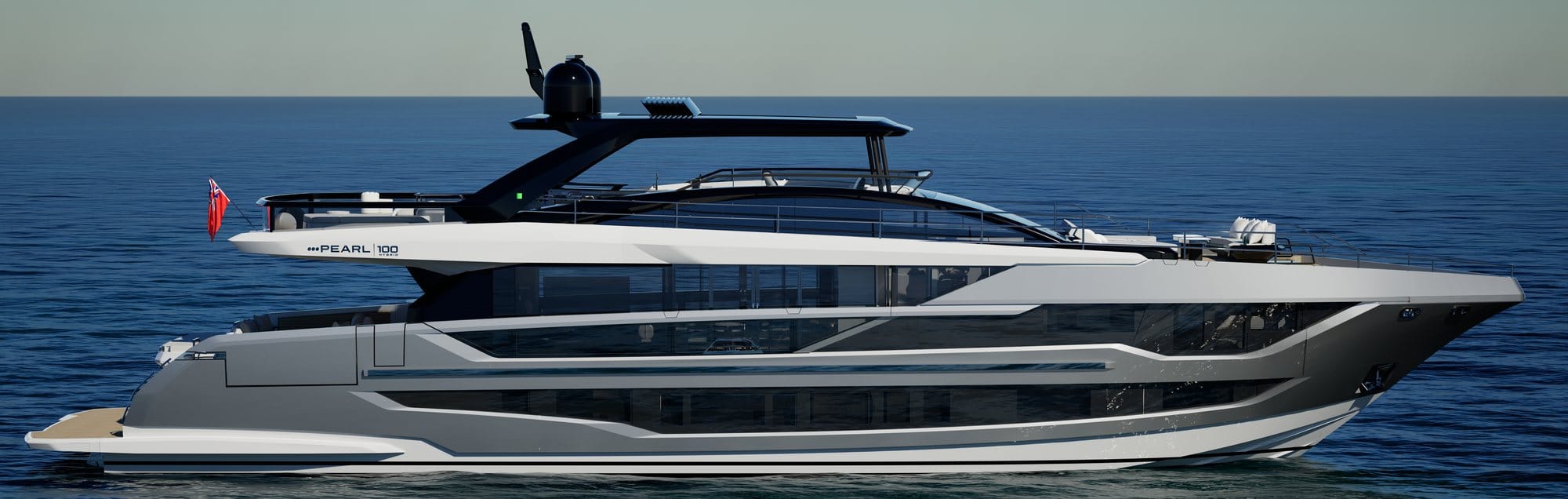 The Pearl 100 Hybrid seen from starboard